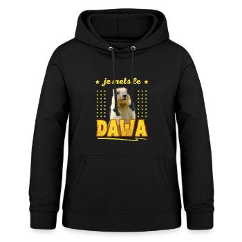 Ich habe die DAWA bei Montagne Marmot aufgestellt - Frauen Hoodie - Schwarz - Vorne - AI Model Female 172 light (172cm)