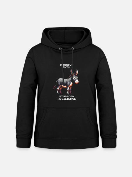 Esel: Sture Ausdauer | RPG Humor - Frauen Hoodie - Schwarz