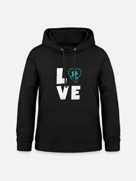 Tierliebe Logo mit Pfotenherz - Frauen Hoodie - Schwarz