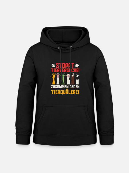Tierschutz STOPPT TIERVERSUCHE LUSTIG - Frauen Hoodie - Schwarz