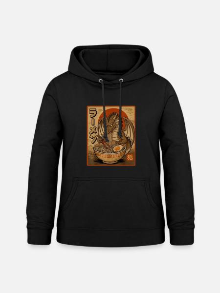 Retro-Drache Ramen-Design - Frauen Hoodie - Schwarz