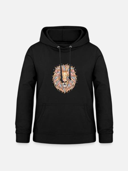Löwe mit Kreuz Aquarell Glaube - Frauen Hoodie - Schwarz