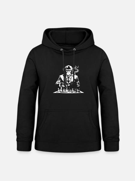 Affe spielt Schach - Frauen Hoodie - Schwarz