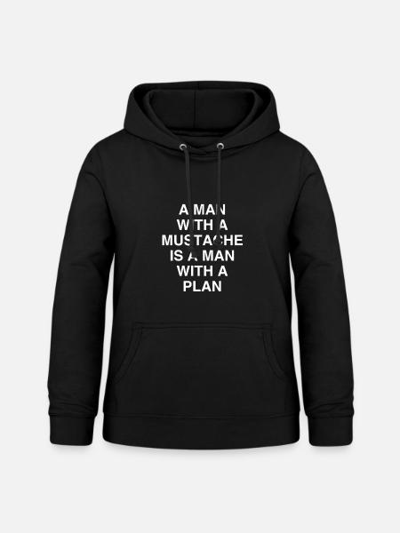 Schnurrbart-Plan Text Tee - Frauen Hoodie - Schwarz