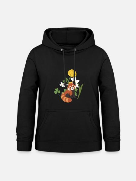 Roter Panda · Blumen · Natur - Frauen Hoodie - Schwarz