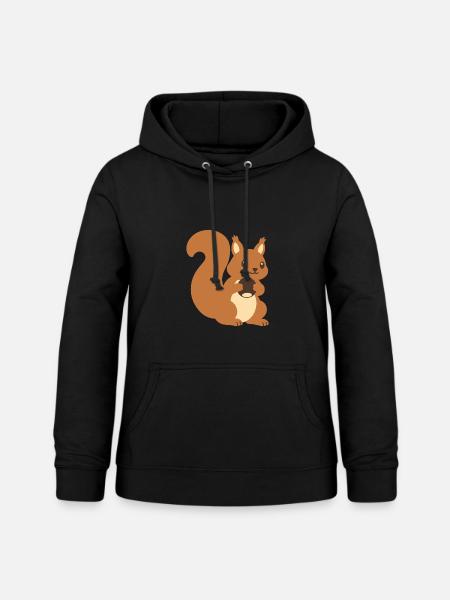 Eichhörnchen Haselnuss Illustration Geschenkidee - Frauen Hoodie - Schwarz
