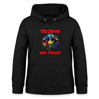 TECHNO WE TRUST - Frauen Hoodie - Schwarz - Vorne - AI Model Female 172 light (172cm)