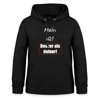 Mein IQ? Besser als deiner! I Cooler Spruch - Frauen Hoodie - Schwarz - Vorne - AI Model Female 172 light (172cm)