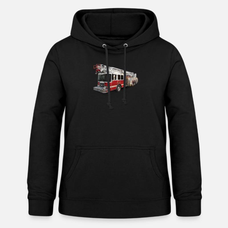 fire engine fire department - Sweat à capuche Femme - noir