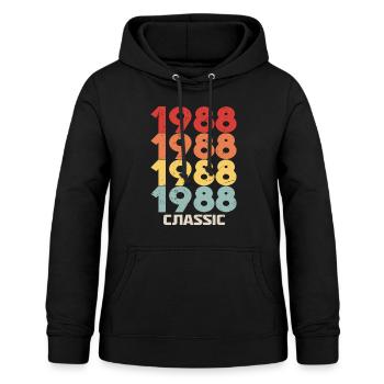 1988 Jubilé en style vintage classique 1988 - Sweat à capuche Femme - noir - Devant - AI Model Female 172 light (172cm)