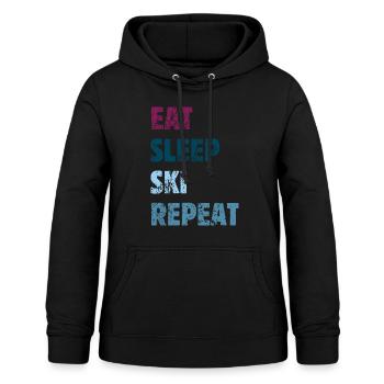 Eat Sleep Ski Repeat - Skifahrer, Skiurlaub Spruch - Frauen Hoodie - Schwarz - Vorne - AI Model Female 172 light (172cm)