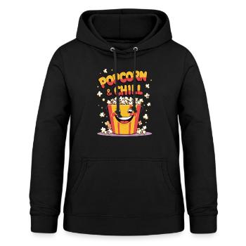 Popcorn & Chill - Perfekt für Filmfans - Frauen Hoodie - Schwarz - Vorne - AI Model Female 172 light (172cm)