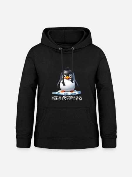 Ganz dünnes Eis Freundchen Pinguin - Frauen Hoodie - Schwarz