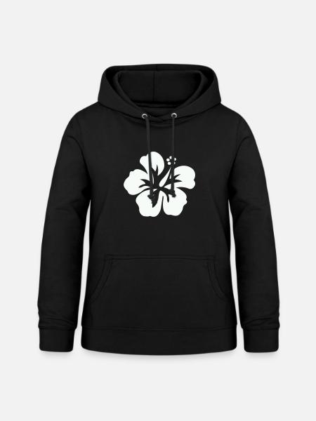 Hibiskus Tropenprint - Frauen Hoodie - Schwarz
