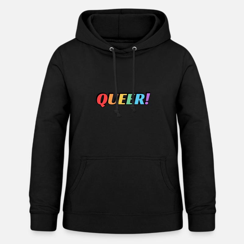Texte arc-en-ciel queer - Sweat à capuche Femme - noir