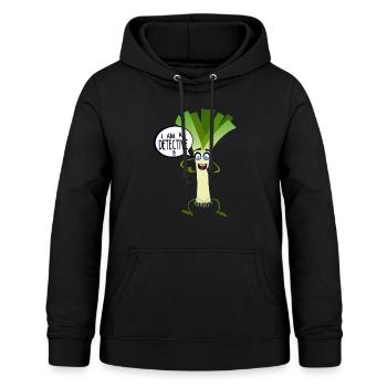 citation humour poireaux detective legume drole bu - Sweat à capuche Femme - noir - Devant - AI Model Female 172 light (172cm)
