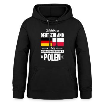 MEINE GESCHICHTE BEGANN IN POLEN - Frauen Hoodie - Schwarz - Vorne - AI Model Female 172 light (172cm)