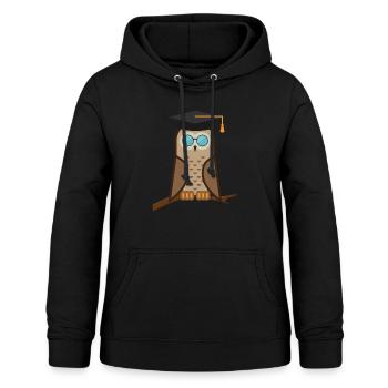 braune Eule Hedwig mit Sonnenbrille | Eulen Design - Frauen Hoodie - Schwarz - Vorne - AI Model Female 172 light (172cm)