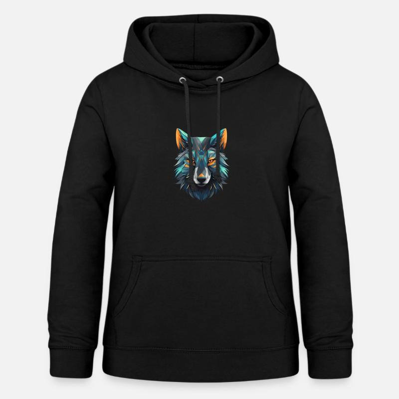 Polygon Wolf Head - Women's Hoodie - black