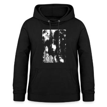 Cosmic Shadow (white print) - Frauen Hoodie - Schwarz - Vorne - AI Model Female 172 light (172cm)