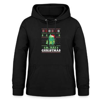 Joyeux Noël rétro moche dragon de Noël - Sweat à capuche Femme - noir - Devant - AI Model Female 172 light (172cm)