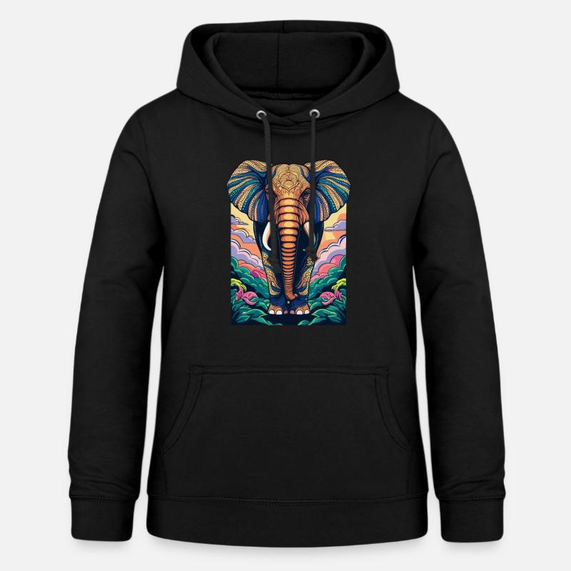 elefant pop konst - Luvtröja dam - svart