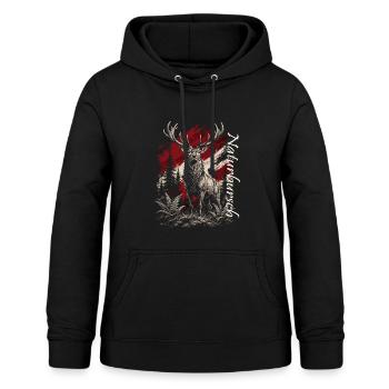 Hirsch im Wald – Rustikal Illustration - Frauen Hoodie - Schwarz - Vorne - AI Model Female 172 light (172cm)
