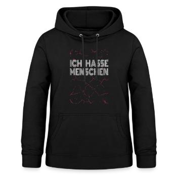 Ich hasse Menschen - Frauen Hoodie - Schwarz - Vorne - AI Model Female 172 light (172cm)