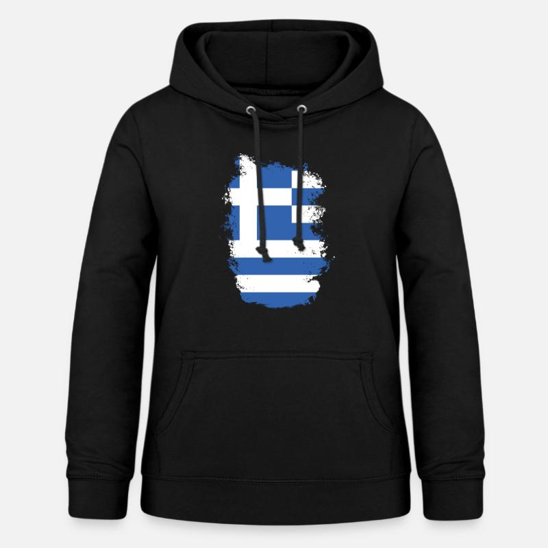Drapeau grec Hellas Athènes drapeau grec - Sweat à capuche Femme - noir
