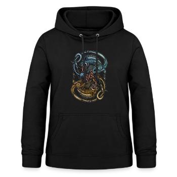 Wikinger Wölfe - Frauen Hoodie - Schwarz - Vorne - AI Model Female 172 light (172cm)