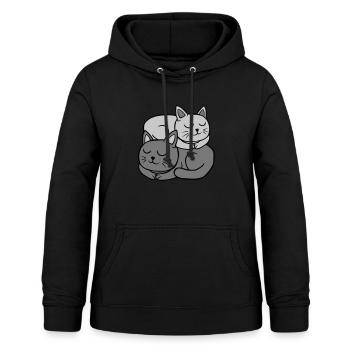 2 Katzen schlafen aufeinander - Frauen Hoodie - Schwarz - Vorne - AI Model Female 172 light (172cm)