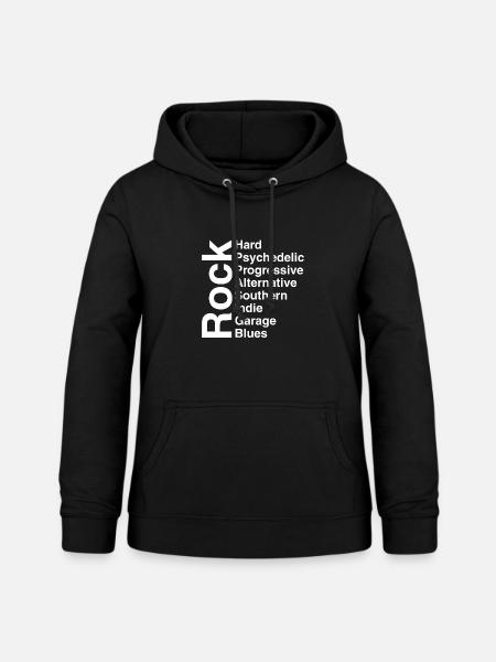 Rock-Genre-Stack-Typografie-Kunst - Frauen Hoodie - Schwarz