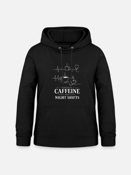Kaffee Power Nachtshifts Illustration - Frauen Hoodie - Schwarz