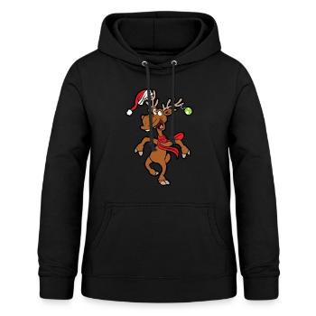 Lustiges Rentier - Frauen Hoodie - Schwarz - Vorne - AI Model Female 172 light (172cm)