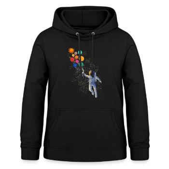Astronaut And Planetbaloons - Frauen Hoodie - Schwarz - Vorne - AI Model Female 172 light (172cm)