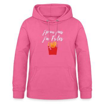 Je peux pas j'ai frite - Sweat à capuche Femme - rose - Devant - AI Model Female 172 light (172cm)