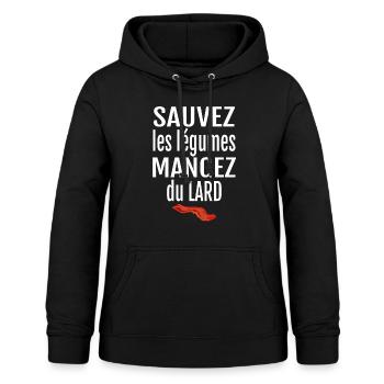 mangez du lard - Sweat à capuche Femme - noir - Devant - AI Model Female 172 light (172cm)