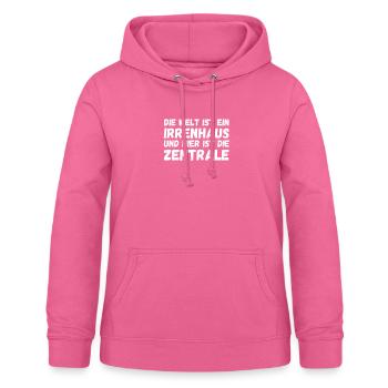 Irrenhaus zentrale humor ironie spruch geschenk - Frauen Hoodie - Pink - Vorne - AI Model Female 172 light (172cm)