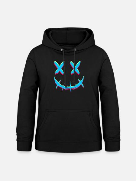 Smile mit x Augen - Frauen Hoodie - Schwarz