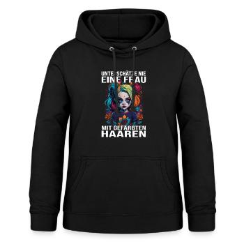 Unterschätze nie eine Frau mit gefärbten Haaren - Frauen Hoodie - Schwarz - Vorne - AI Model Female 172 light (172cm)