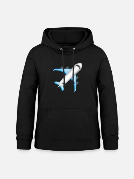 Smiley Plane - Frauen Hoodie - Schwarz