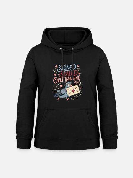 Signed Sealed Overthinking Taube - Frauen Hoodie - Schwarz