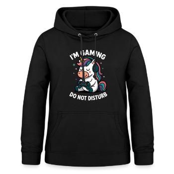 Gaming Unicorn mit Kopfhörer - Frauen Hoodie - Schwarz - Vorne - AI Model Female 172 light (172cm)