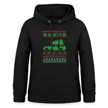 Pull laid de Noël - Sweat à capuche Femme - noir - Devant - AI Model Female 172 light (172cm)