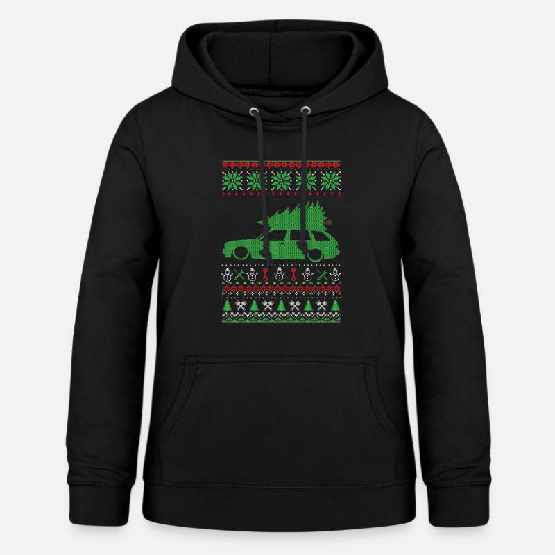 Pull laid de Noël - Sweat à capuche Femme - noir