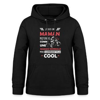 Maman Motarde - Sweat à capuche Femme - noir - Devant - AI Model Female 172 light (172cm)