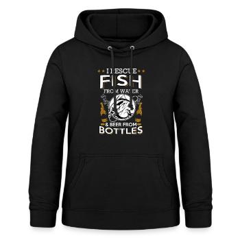 Beer and fishing - Women's Hoodie - black - Front - AI Model Female 172 light (172cm)