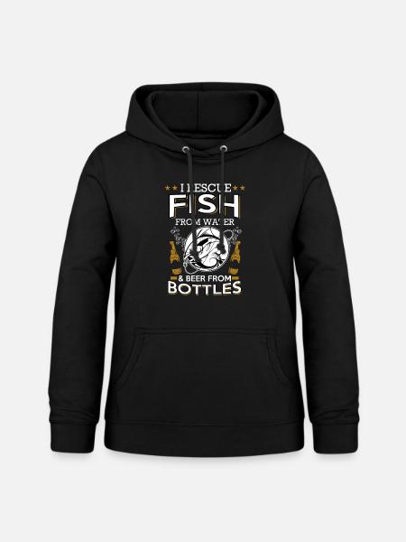Bier und Fischfang - Frauen Hoodie - Schwarz