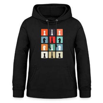 Schachfiguren Vintage - Frauen Hoodie - Schwarz - Vorne - AI Model Female 172 light (172cm)