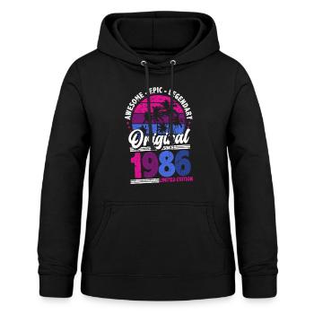 1986 Anniversaire Né En 1986 Rétro Vintage - Sweat à capuche Femme - noir - Devant - AI Model Female 172 light (172cm)